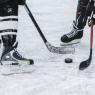 close-up with the puck during the game